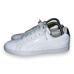 Puma Smash Perforated White/Silver 366238-01 Women's 9‎